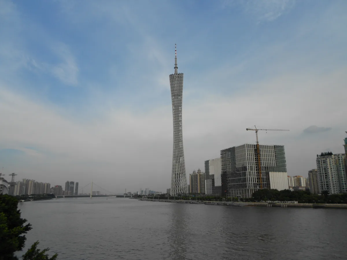 Canton Tower rising above the Pearl River in Guangzhou