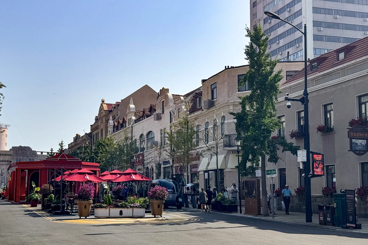 Old commercial buildings along Zhongshan Road in Qingdao